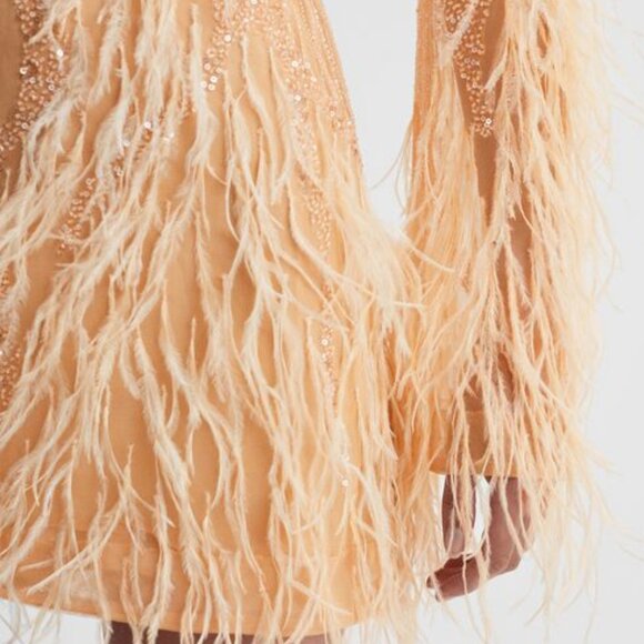 NWT Rachel Gilbert Embellished Feather Mini Dress - Picture 4 of 7